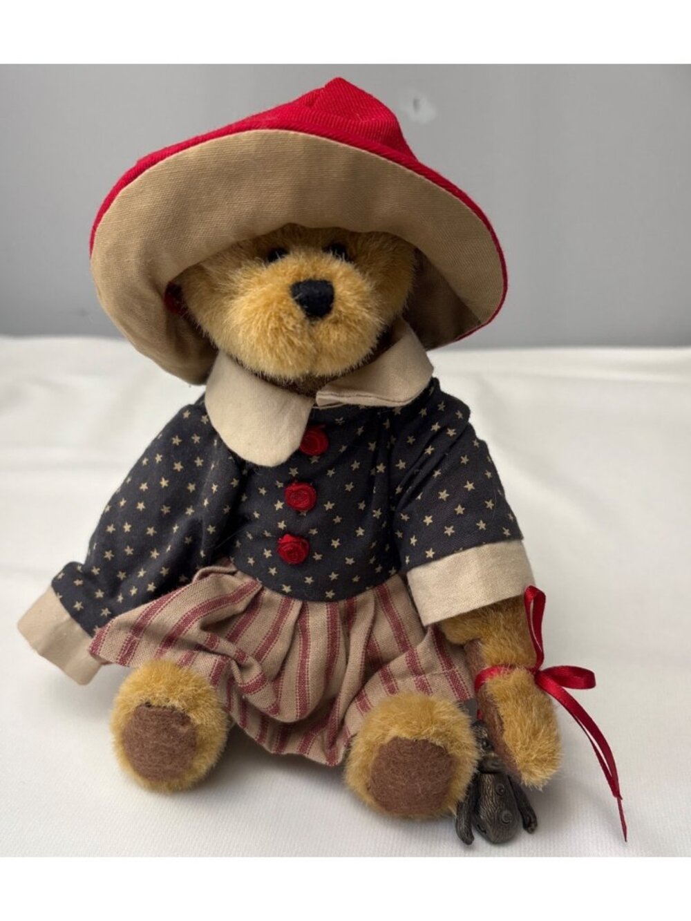 Boyds Bears & Friends Betsie B. Jodibear 9” Patriotic Doll Pewter Bear Charm